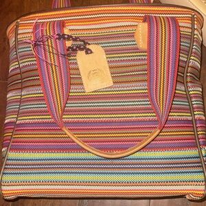 Consuela Multi-Stripe Canvas Tote in Red, Pink, Blue & Yellow